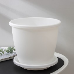 Афина горшок с поддоном 0,5л d11 h8,5 см (белый)