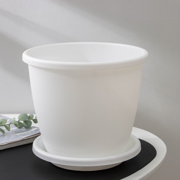  Афина горшок с поддоном 0,5л d11 h8,5 см (белый)
